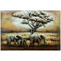 Empire Art Direct Elephants Hand Painted Primo Mixed Media Iron Wall Sculpture 3D Metal Wall Art - 32 x 48 in.