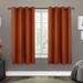 Exclusive Home Sateen Twill Woven Room Darkening Blackout Grommet Top Curtain Panel Pair 52 x63 Mecca Orange