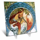 3dRose Mucha ? Muse of Poetry Desk Clock 6 by 6-inch
