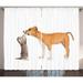 Dog Curtains 2 Panels Set Kitten Playing with Stafford Puppy Animal Friendship Domestic Pet Lover Print Window Drapes for Living Room Bedroom 108W X 63L Inches Oange Brown White by Ambesonne