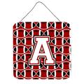 Carolines Treasures CJ1082-ADS66 Letter A Football Cardinal and White Wall or Door Hanging Prints 6x6 multicolor