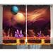 Fantasy House Decor Curtains 2 Panels Set Fantasy Spot with Golden River in Mars with Nebula and Other Planets Solar Zodiac Theme Living Room Bedroom Accessories 108 X 84 Inches by Ambesonne