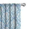 Ambesonne Damask Curtains Blue White Old Garden Pair of 28 x84 Sky Blue White