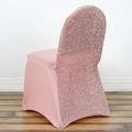 Efavormart Rose Gold Spandex Stretch Banquet Chair Cover With Metallic Glitte Dinning Event Slipcover For Wedding Party Banquet