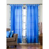 Blue Tab Top Sheer Sari Curtain / Drape / Panel - 43W x 84L - Piece