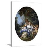 A Shepherd and a Shepherdess in Dalliance in a Wooded Landscape 1761 Figurative Scenic Stretched Canvas Wall Art by Francois Boucher Sold by ArtCom