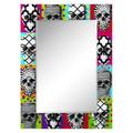 Empire Art Direct 48 x 36 in. Sugar Skulls Rectangular Reverse Printed Tempered Glass Art with 36 x 24 in. Rectangular Beveled Mirror