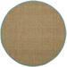 SAFAVIEH Natural Fiber Arbor Border Area Rug Natural/Teal 6 x 6 Round