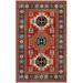 SAFAVIEH Heritage Diarmait Floral Wool Area Rug Red/Black 6 x 6 Square