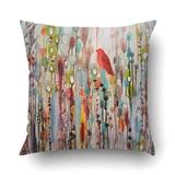 ARTJIA Red Cardinal Bird with Colourful watercolor Pillowcase Pillow Cushion Cover 18x18 inches