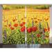 Poppy Decor Curtains 2 Panels Set A Colorful Field With Poppies yellow flowers and lavendar Farmland Hills Scenery Living Room Bedroom Accessories Gift Ideas 108 X 84 Inches by Ambesonne