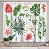 Aloha Curtains 2 Panels Set Artistic Tropical Plants Set Lush Jungle Rainforest Elements Blossoms and Leaves Window Drapes for Living Room Bedroom 55W X 39L Inches Multicolor by Ambesonne