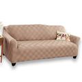 Collections Etc Double Diamond Form Fit Stretch Furniture Slipcover Beige Sofa