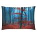 ZKGK Autumn Tree Forest Home Decor Red Maple Soft Pillowcase 20 x 30 Inches Two Side Foggy Day into the Forest Pillow Cover Case Shams Decorative