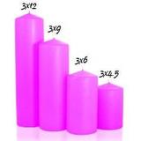 1 Pc 3x6 Hot Pink Pillar Candles Unscented 3 in. diameterx6 in. tall