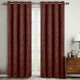 Bella Pair (Set Of 2) Blackout Weave Embossed Grommet Energy-Efficient Curtain Panels - Chocolate - 104X96