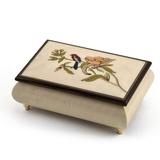 Incredible Handcrafted Ivory Music Box with Bird and Flower Inlay - Love Me Tender