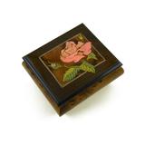 Magnificent Single Pink Rose Musical Box From Sorrento Italy - Rock of Ages - Christian Version