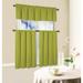 Kashi Home Beth 3 Piece Solid Color 100% Blackout Kitchen Window Curtain Set with Tiers and Valance Solid Energy Efficient Thermal Room Darkening Drape Window Treatment Sage