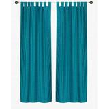 Turquoise Tab Top Velvet Curtain / Drape / Panel - 80W x 63L - Piece