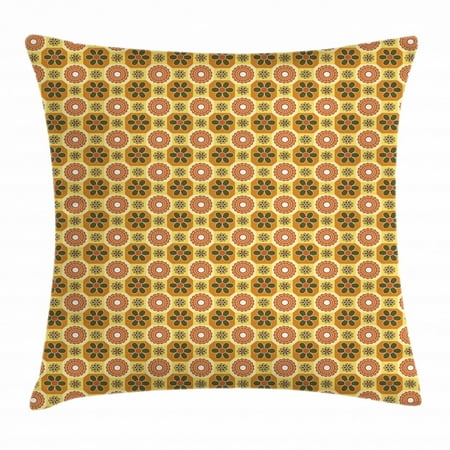 Renaissance Throw Pillow Cushion Cover Abstract Vintage Floral Geometric Vibrant Rococo Damask Retro Style Pattern Decorative Square Accent Pillow Case 18 X 18 Inches Multicolor by Ambesonne