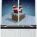 Ambesonne Santa Kitchen Curtains Santa Stuck in Chimney 55 x39 Multicolor