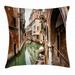 Venice Throw Pillow Cushion Cover Famous Water Canals in Italy Boats Bridge Brickwork Architecture Old City Decorative Square Accent Pillow Case 20 X 20 Inches Cinnamon Jade Green by Ambesonne