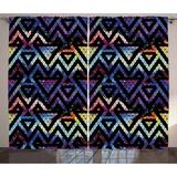 Geometric Curtains 2 Panels Set Galaxy Themed Background with Geometrical Shapes Triangles and Lines Lace Pattern Window Drapes for Living Room Bedroom 108W X 63L Inches Multicolor by Ambesonne