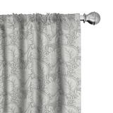 Ambesonne Grey Curtains Paisley Blooming Flowers Pair of 28 x63 Grey