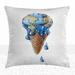 Ice Cream Decor Throw Pillow Cushion Cover Ice Cream with Globe Planet Earth Flavor Ecological Graphic Decorative Square Accent Pillow Case 24 X 24 Inches Light Caramel Violet Blue by Ambesonne