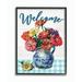 Stupell Home DÃ©cor Industries Welcome Flower Pot Blue Plaid Rustic Word Design Framed Wall Art by The Saturday Evening Post