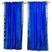 Lined-Blue Rod Pocket Sheer Sari Cafe Curtain / Drape - 43W x 24L - Pair