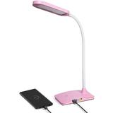 TW Lighting LED Desk Lamp with USB Charging Port Dimmable Study Home Office Lamps Pink