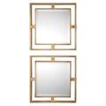 HN Home Asheville Boho Gold Square Wall Mirrors - Set of 2