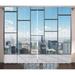 Modern Decor Curtains 2 Panels Set Office with Big Wide Windows City Building Skyscrapers View Art Photo Window Drapes for Living Room Bedroom 108W X 84L Inches Sky Blue and Grey by Ambesonne