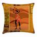 African Woman Throw Pillow Cushion Cover Frame with Natural Autumn Elements Native Girl with Vase Exotic Zulu Print Decorative Square Accent Pillow Case 20 X 20 Inches Multicolor by Ambesonne