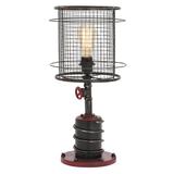 DecMode Industrial Inspired Red Accent Lamp with Black Metal Shade (2 Count)