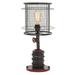 DecMode Industrial Inspired Red Accent Lamp with Black Metal Shade (2 Count)