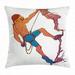 Indie Throw Pillow Cushion Cover Athletic Man Climbing Up the Cliff Rocky Mountain Professional Summer Sports Decorative Square Accent Pillow Case 20 X 20 Inches Blue Mauve Ginger by Ambesonne