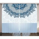 Vintage Curtains 2 Panels Set Islamic Ethnic Lace Detailed Floral Design Wedding Inspired Art Window Drapes for Living Room Bedroom 108W X 96L Inches Sea Foam Slate Blue and White by Ambesonne