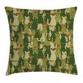 Camo Throw Pillow Cushion Cover Soldier Kittens Protective Cat Army Theme Defense Jungle Colors Military Decorative Square Accent Pillow Case 18 X 18 Inches Green Dark Green Cream by Ambesonne