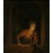 Girl With An Oil Lamp At A Window By Gerard Dou 1645-75 Dutch Painting Oil On Panel. Young Women With Burning Oil Lamp Leaning Out Of A Window (Bsloc_2016_3_245) Poster Print (24 x 36)
