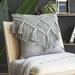 Phantoscope 100% Cotton Handmade Crochet Woven Boho with Tassels Series Half Covered Throw Pillow 18 x 18 Gray 1 Pack