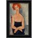 Redheaded woman wearing a pendant 19x24 Black Ornate Wood Framed Canvas Art by Modigliani Amedeo
