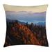 National Parks Home Decor Throw Pillow Cushion Cover Sunrise at Mountains Pine Trees Covered on Hill Mist South Carolina Decorative Square Accent Pillow Case 16 X 16 Inches Multi by Ambesonne