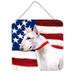 Carolines Treasures BB9693DS66 Bull Terrier Patriotic Wall or Door Hanging Prints 6x6 multicolor