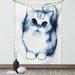 Navy Blue Tapestry Cute Kitty Paint with Distressed Color Features Fluffy Cat Best Companion Ever Wall Hanging for Bedroom Living Room Dorm Decor 60W X 80L Inches Grey White by Ambesonne