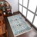 Rugsotic Carpets Machine Woven Crossweave Oriental Polyester Area Rug Ivory Blue 4 x5 11