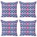 Owl Throw Pillow Cushion Case Pack of 4 Tired Eyes Closed Sleeping Owls Silent Flight Kids Vertical Design Illustration Modern Accent Double-Sided Print 4 Sizes Pink Purple Blue by Ambesonne