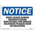 OSHA Notice Sign - Door Locked During Business Hours Ring Bell | Decal | Protect Your Business Construction Site | Made in the USA